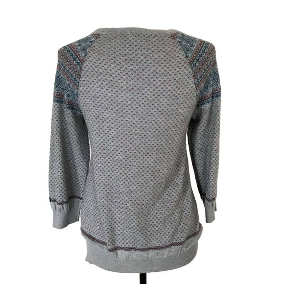 NORTH FACE Long Sleeve Nordic Sweater Womens Size Medium Wool Blend Gray - Picture 4 of 7